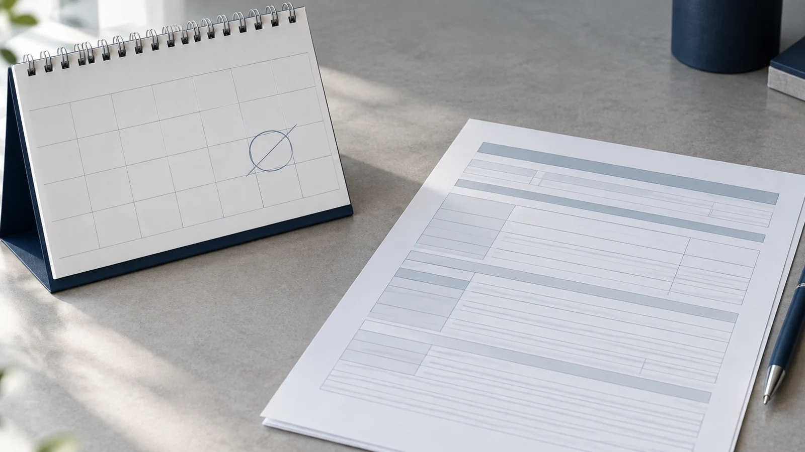 Calendar and tax form on a desk illustrating correction of a missed required minimum distribution.